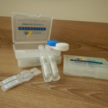 Notfallkästchen mit Behälter für Kontaktlinsen in Ihrem Avermann Kontaktlinseninstitut in Dortmund.